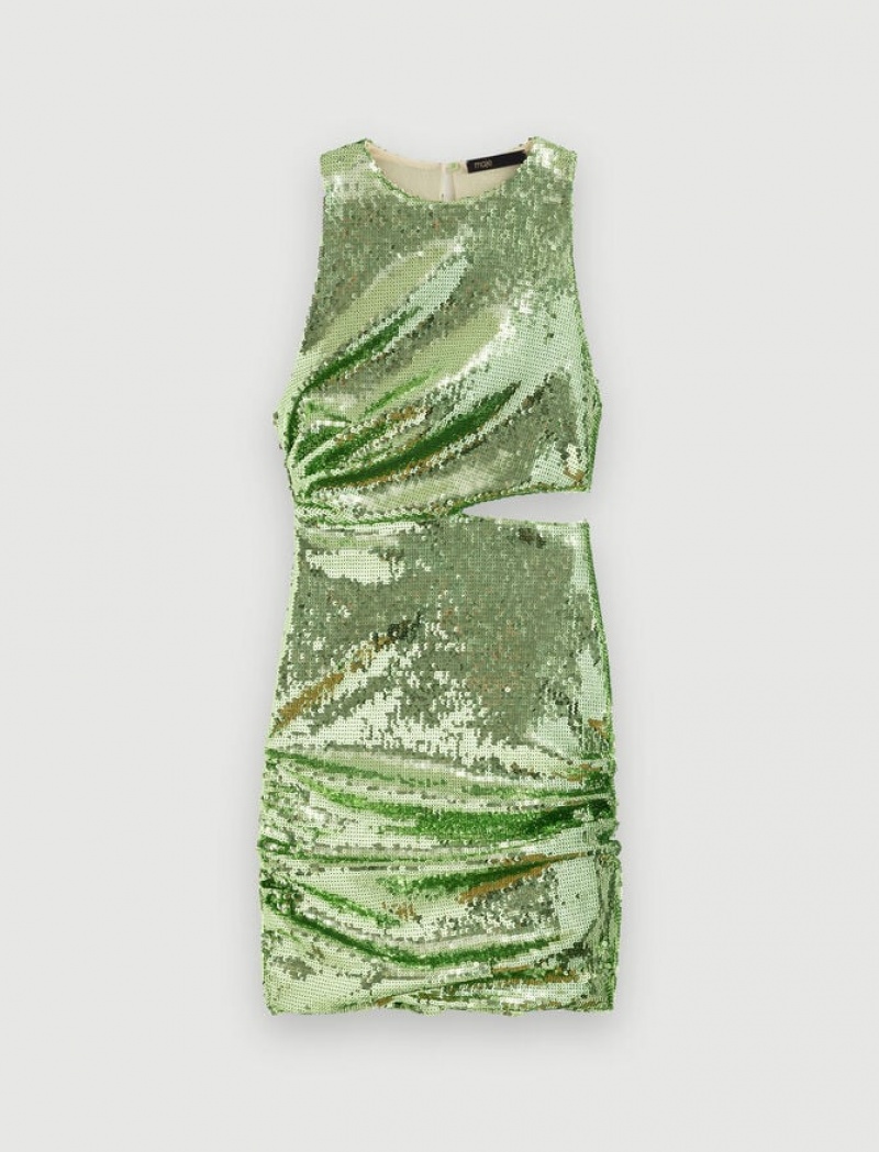 Maje Sequined Jurken Dames Groen | HKBUREC-78